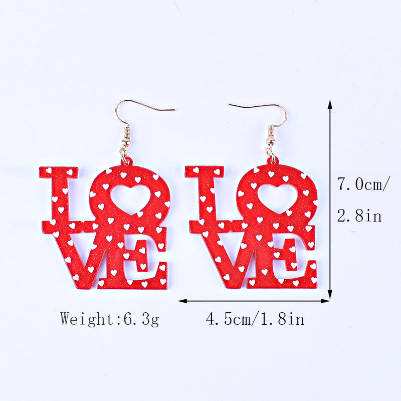 Wholesale Valentine's Day Love Letter Love Heart-shaped Red and Pink Earrings